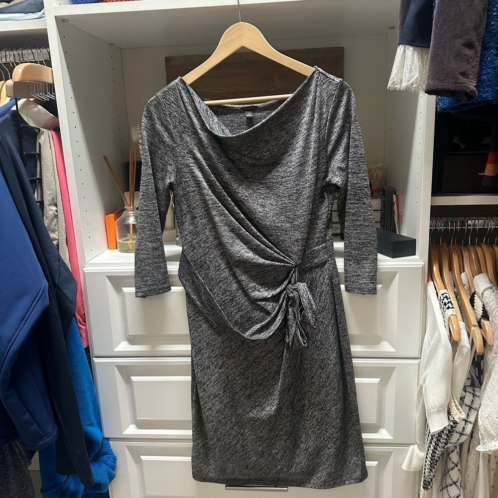 Ann Taylor Elegant Gray Women's Faux Wrap Dress - Picture 2 of 5